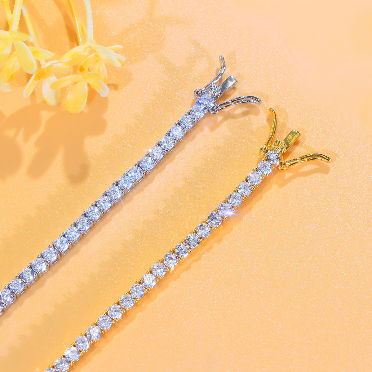 European and American single-row diamond 3mm hip-hop tennis bracelet with full diamonds a unique and rare design featuring ultra-shiny zirconia jewelry