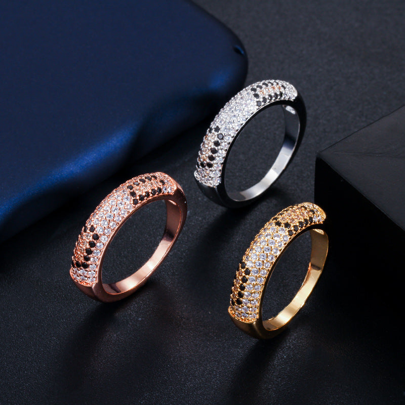 Hot-selling new minimalist and exquisite diamond-zirconia ring Environmentally friendly copper electroplated color-lasting accessory