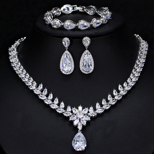 European and American high-end zirconian bridal necklaces earrings bracelets and other accessories for wedding gowns