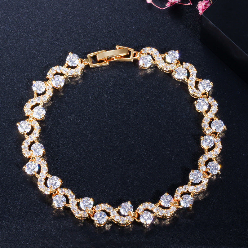 Best-selling versatile jewelry wholesale Environmentally friendly copper electroplated gold zirconia exquisite bracelet