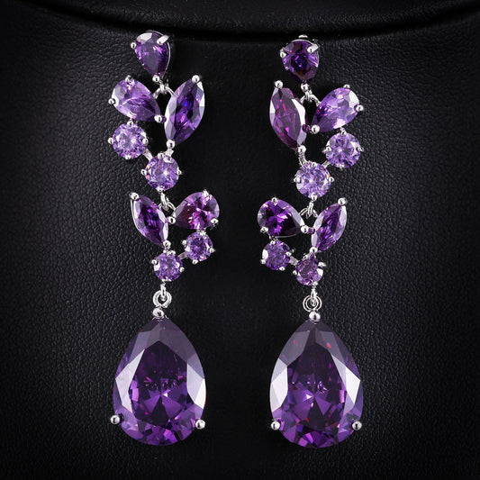 European and American earrings - AAA zirconia luxury long earrings - high-end evening accessories