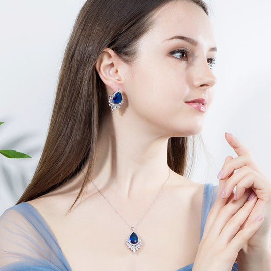 High-end fashionable drop-shaped AAA zircon gemstone earrings