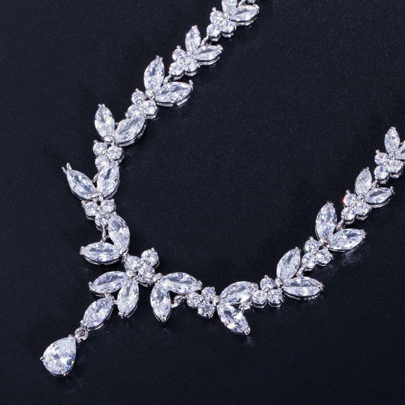 Korean-style elegant wedding dress and accessories set with high-end AAA zirconium stones (four pieces) for brides