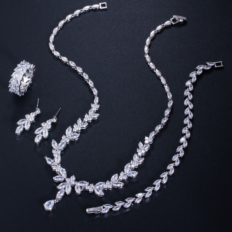 Hot-selling exaggerated earrings S925 fashionable zircon waterdrop long-style hollow earrings for brides