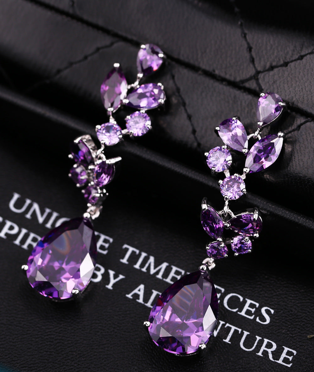 European and American earrings - AAA zirconia luxury long earrings - high-end evening accessories