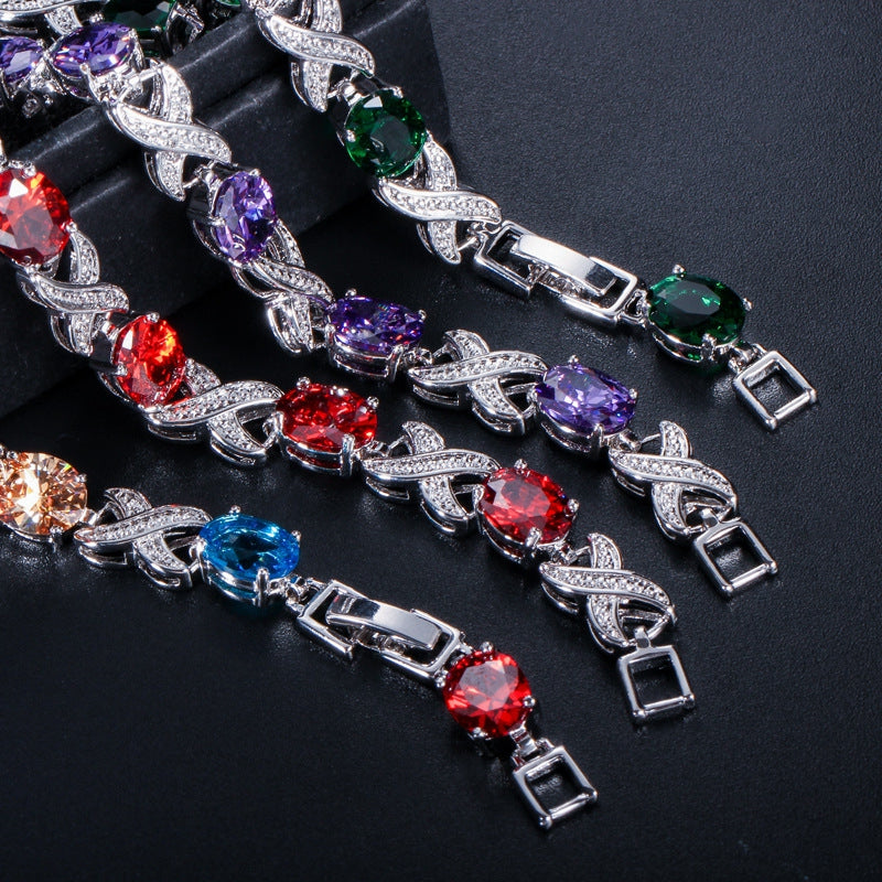 Korean-style fashionable trend bracelet,high-end AAA zirconia multi-color option elegant women's jewelry accessory