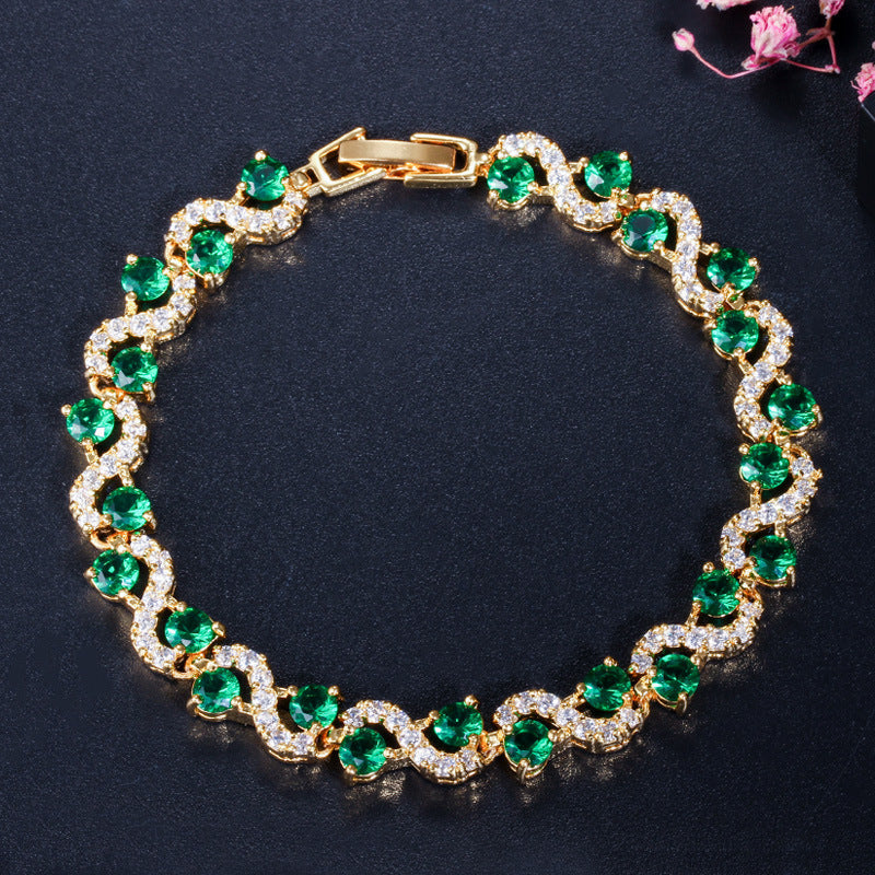 Environmentally friendly copper electroplated gold zirconia exquisite bracelet