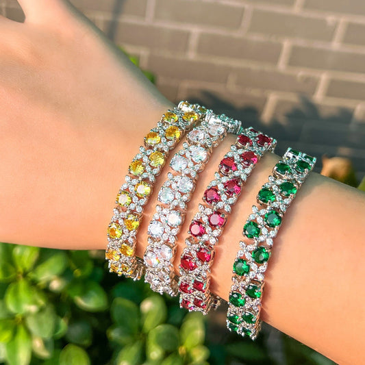 Fashionable and exquisite zircon jewelry wholesale - micro-set blue sapphire and glittering diamond plated white women's bracelet