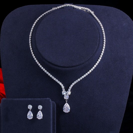 Korean-style Korean version fashion necklace and earring set - bridal wedding party dress evening gown and formal wedding accessory chain set
