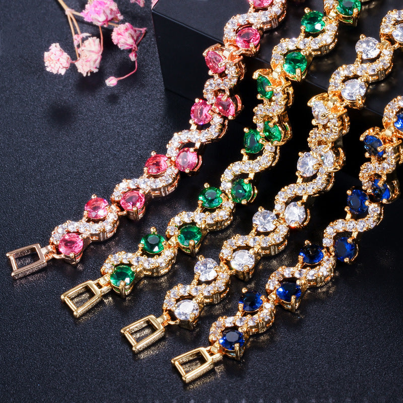 Environmentally friendly copper electroplated gold zirconia exquisite bracelet