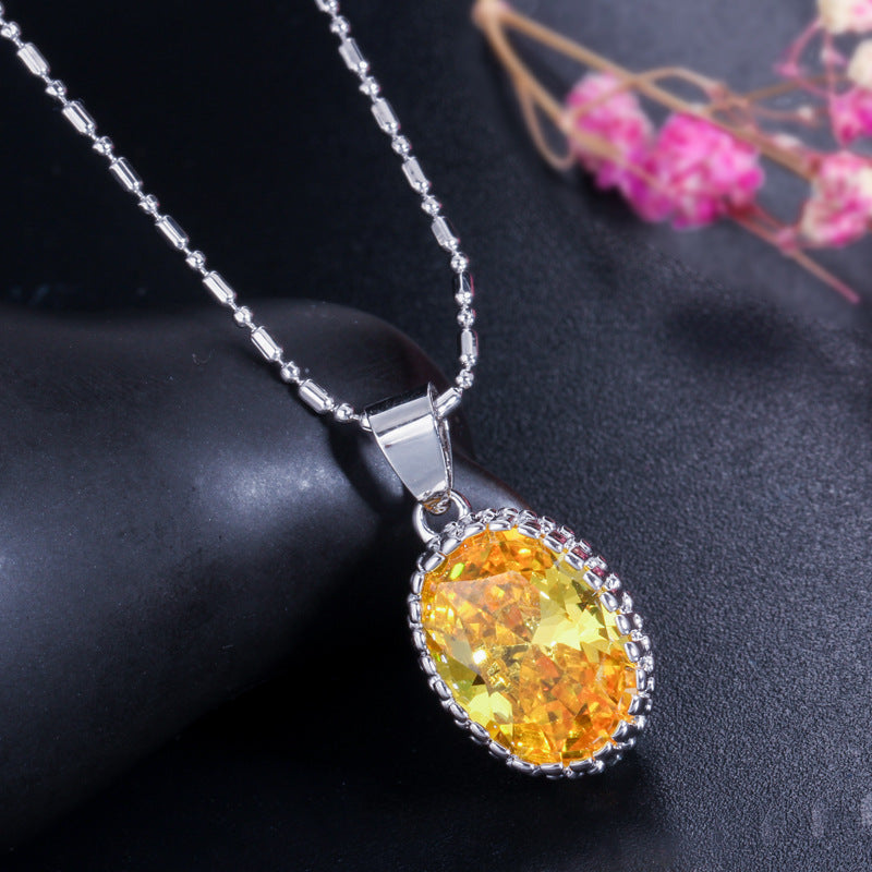 Korean version high-end fashionable chain set - zircon necklace, ring and earrings jewelry set