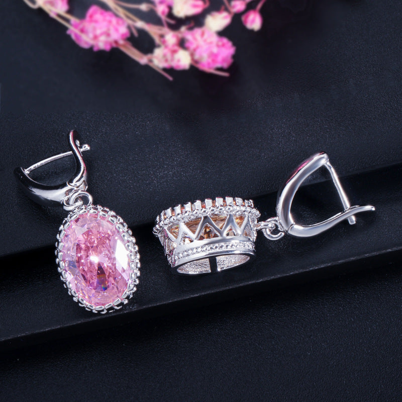 Korean version high-end fashionable chain set - zircon necklace, ring and earrings jewelry set