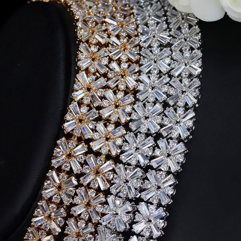 European and American fashion suit set - AAA zirconia necklace and earrings set of two pieces