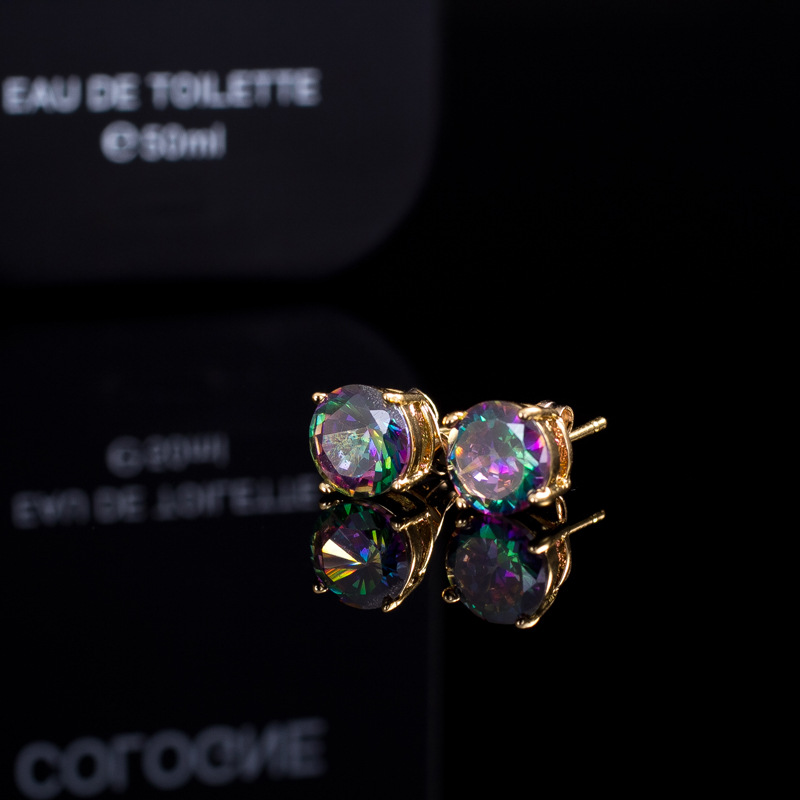 New Korean-style high-end fashionable multi-color zircon ear studs for women Popular and highly selling earrings