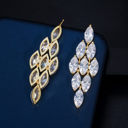 Newlywed banquet diamond AAA zircon waterdrop earrings - exclusive store quality