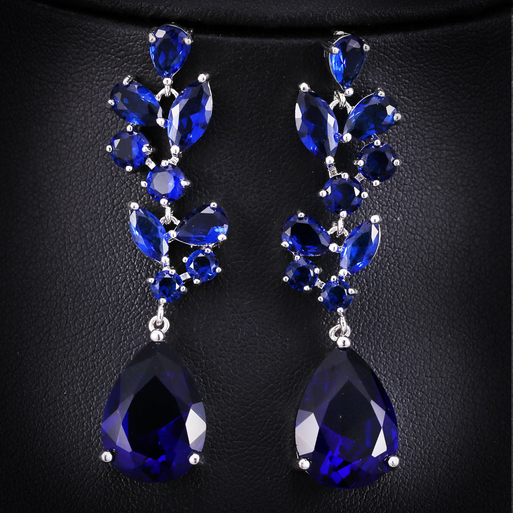 European and American earrings - AAA zirconia luxury long earrings - high-end evening accessories