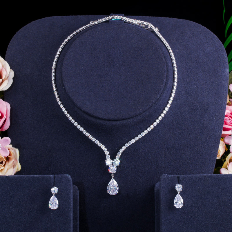 Korean-style Korean version fashion necklace and earring set - bridal wedding party dress evening gown and formal wedding accessory chain set