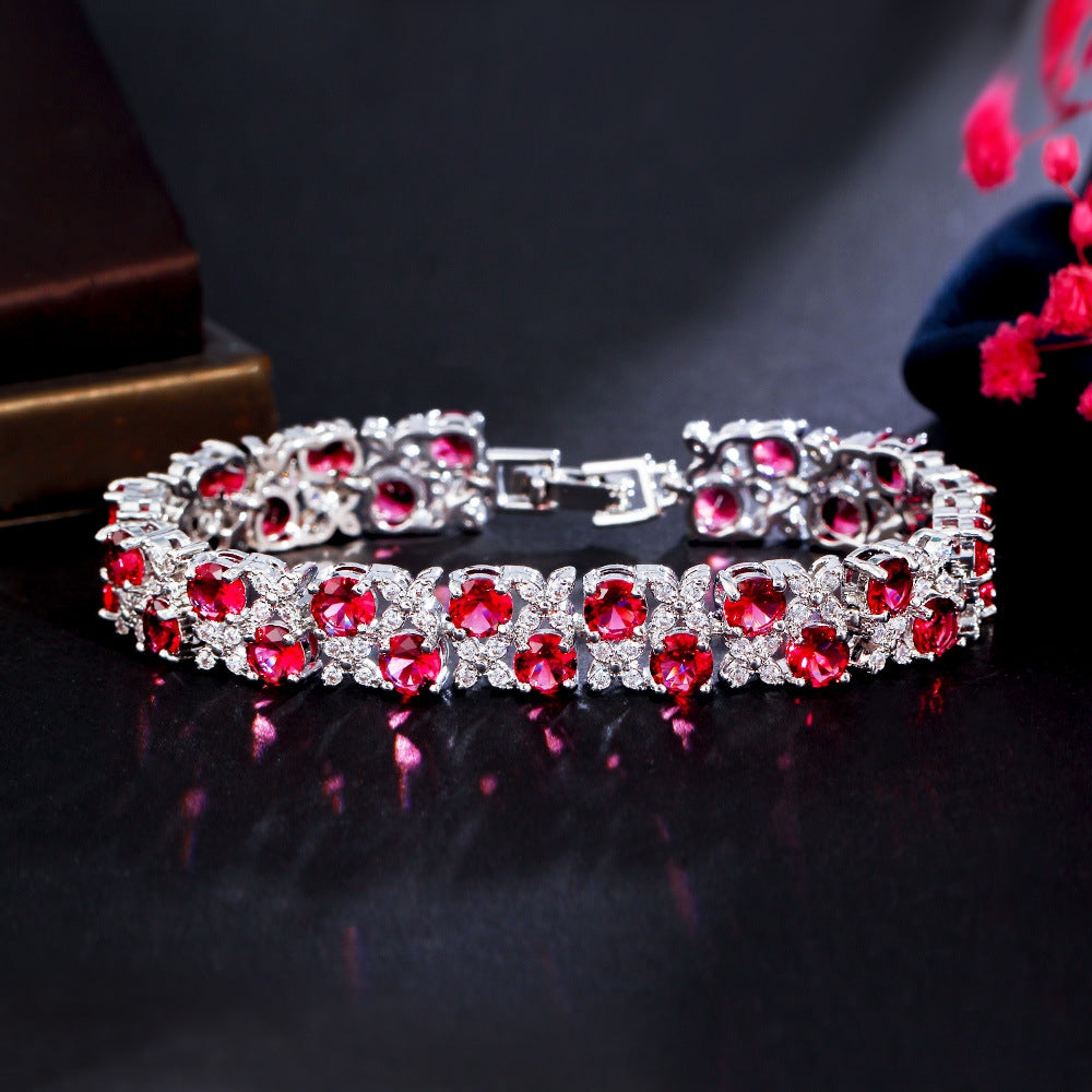 Fashionable and exquisite zircon jewelry wholesale - micro-set blue sapphire and glittering diamond plated white women's bracelet