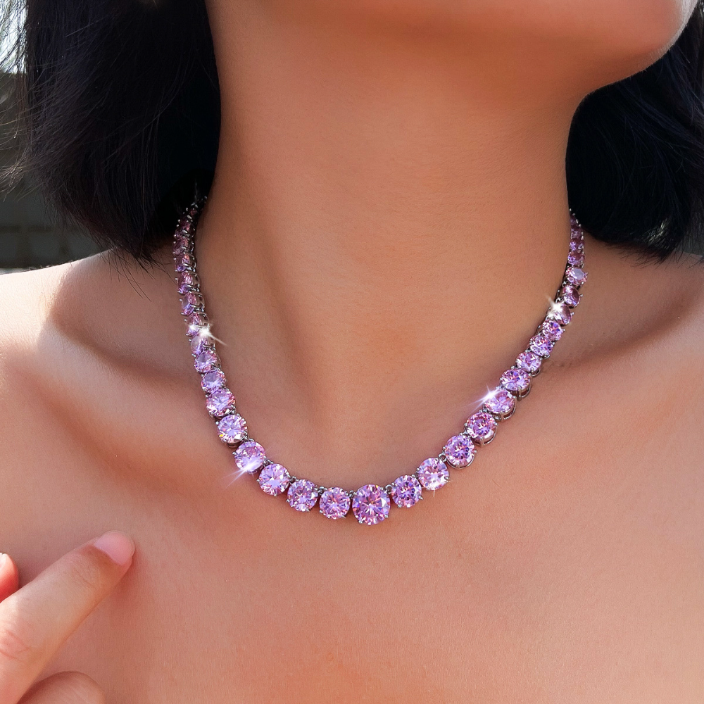 Ultra-shiny colored gemstone necklace choker fashionable and versatile high-end zircon jewelry accessory jewelry piece