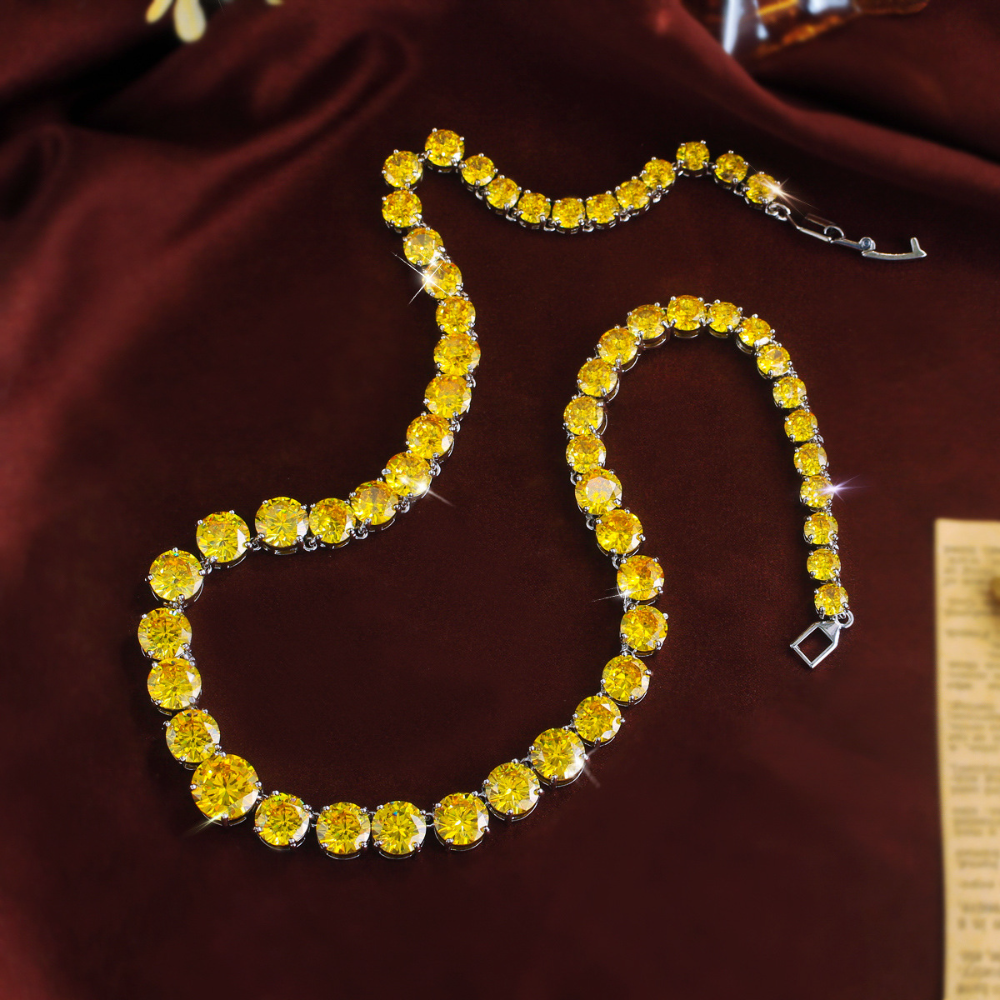 Ultra-shiny colored gemstone necklace choker fashionable and versatile high-end zircon jewelry accessory jewelry piece