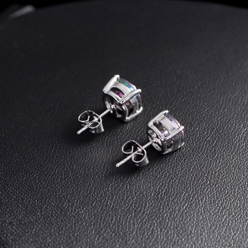 New Korean-style high-end fashionable multi-color zircon ear studs for women Popular and highly selling earrings