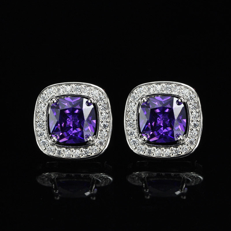 Best-selling Micro Set Stud Earrings Best-selling AAA Zirconia Earrings Decorative Jewelry for Europe and America High-end Ear Accessories Square Set Diamond Stud Earrings