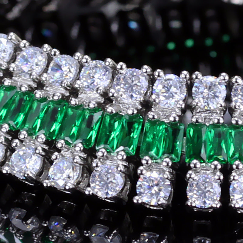European and American fashion electroplated genuine gold zirconium watch chain - three-row bracelet