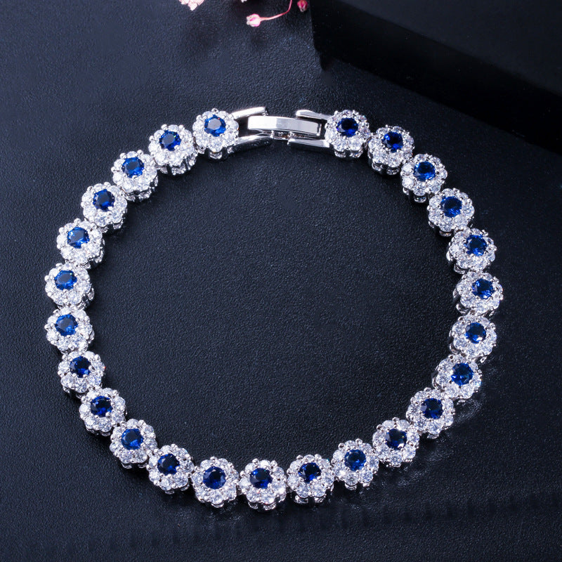European and American fashion-style AAA zirconia bracelet - electroplated white gold jewelry accessory