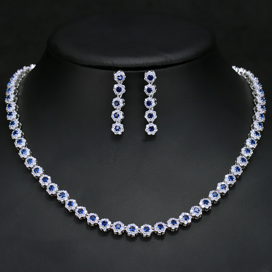 European and American classic fashion zirconian bridal set - exquisite craftsmanship micro-set AAA zirconian necklace and earrings set