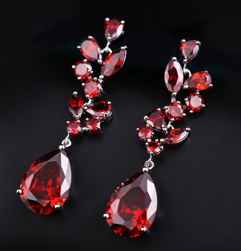 European and American earrings - AAA zirconia luxury long earrings - high-end evening accessories