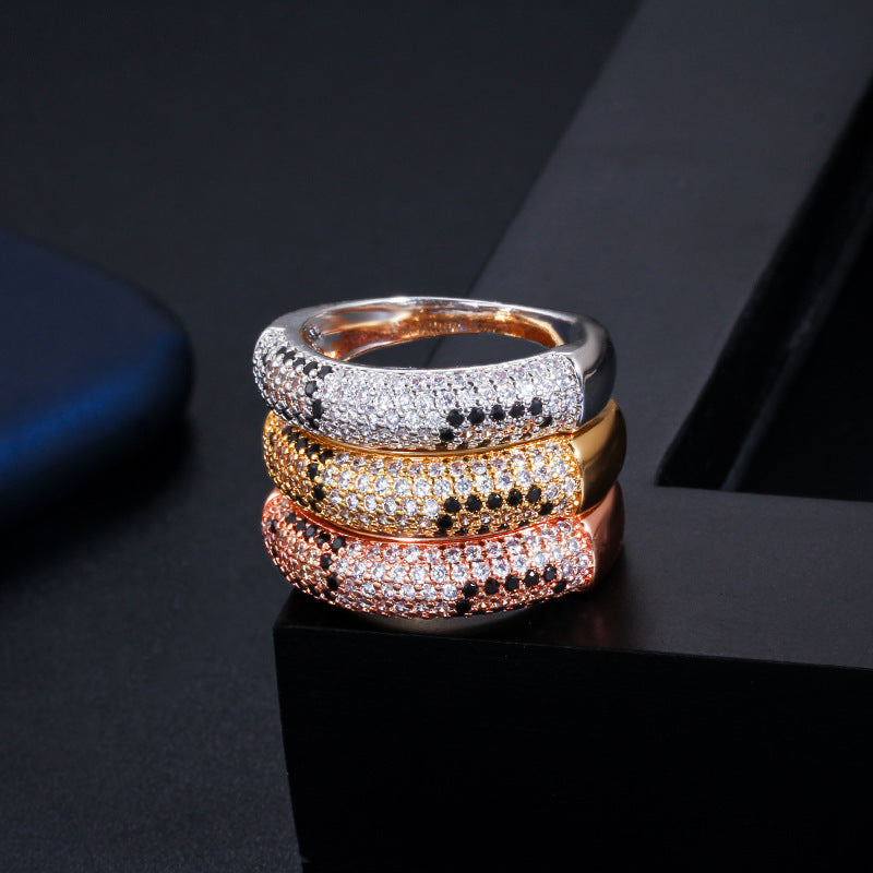 Hot-selling new minimalist and exquisite diamond-zirconia ring Environmentally friendly copper electroplated color-lasting accessory