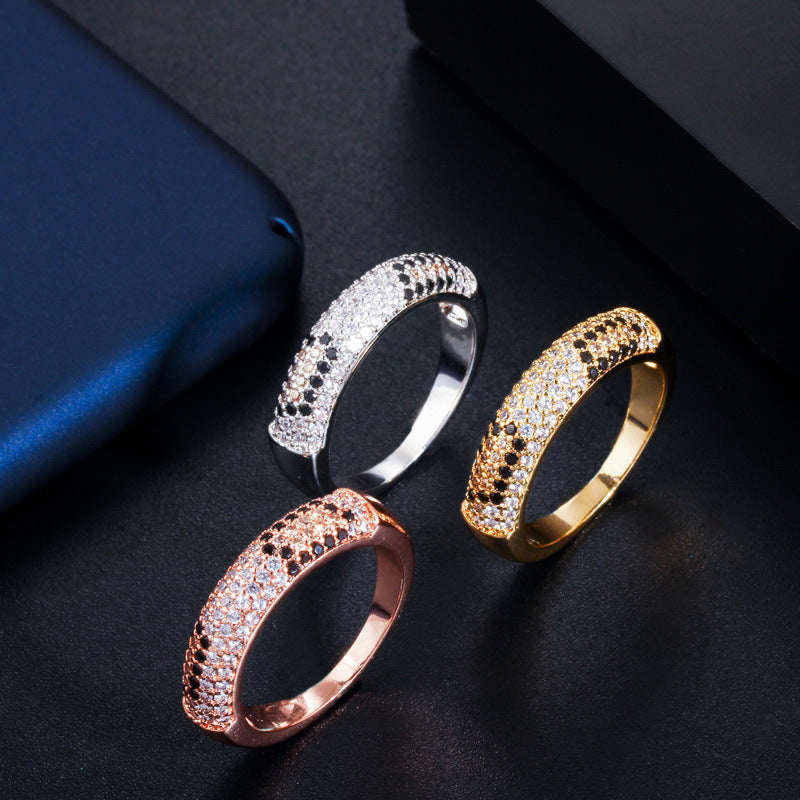 Hot-selling new minimalist and exquisite diamond-zirconia ring Environmentally friendly copper electroplated color-lasting accessory