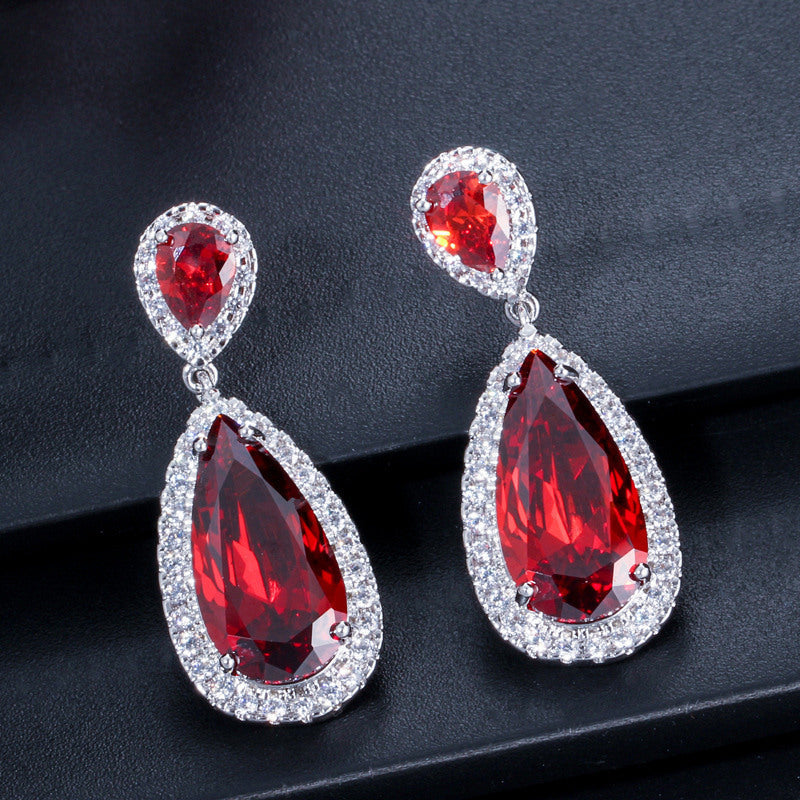 European and American classic drop earrings Tiny-set zirconia long earrings Wedding accessories for formal events
