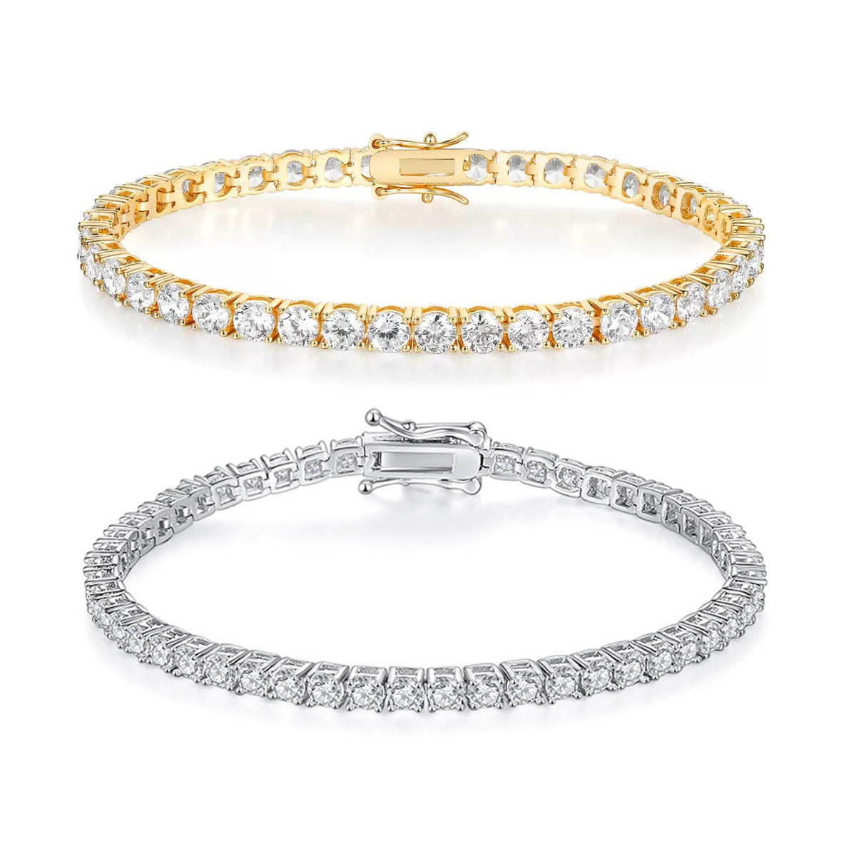 European and American single-row diamond 3mm hip-hop tennis bracelet with full diamonds a unique and rare design featuring ultra-shiny zirconia jewelry
