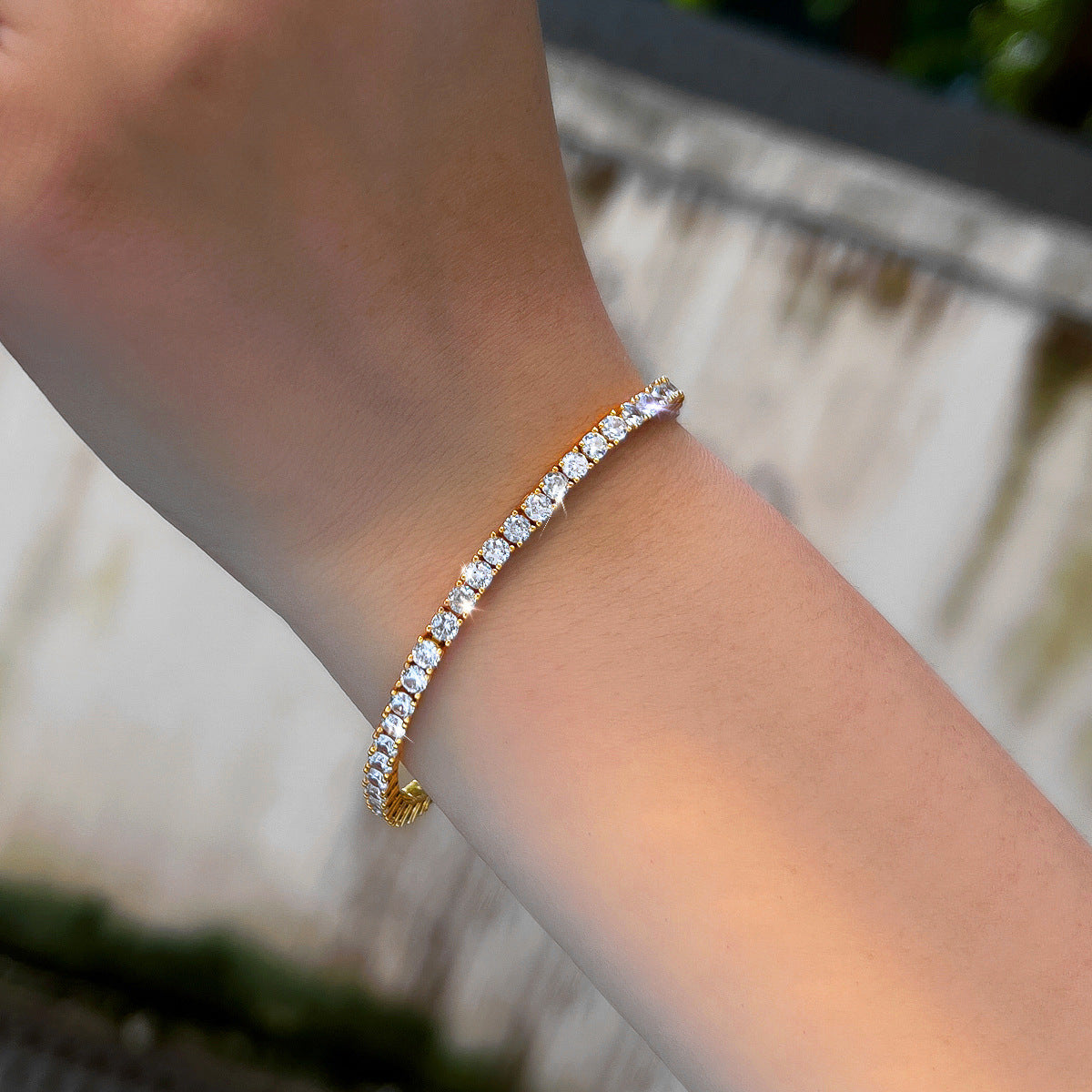 European and American single-row diamond 3mm hip-hop tennis bracelet with full diamonds a unique and rare design featuring ultra-shiny zirconia jewelry