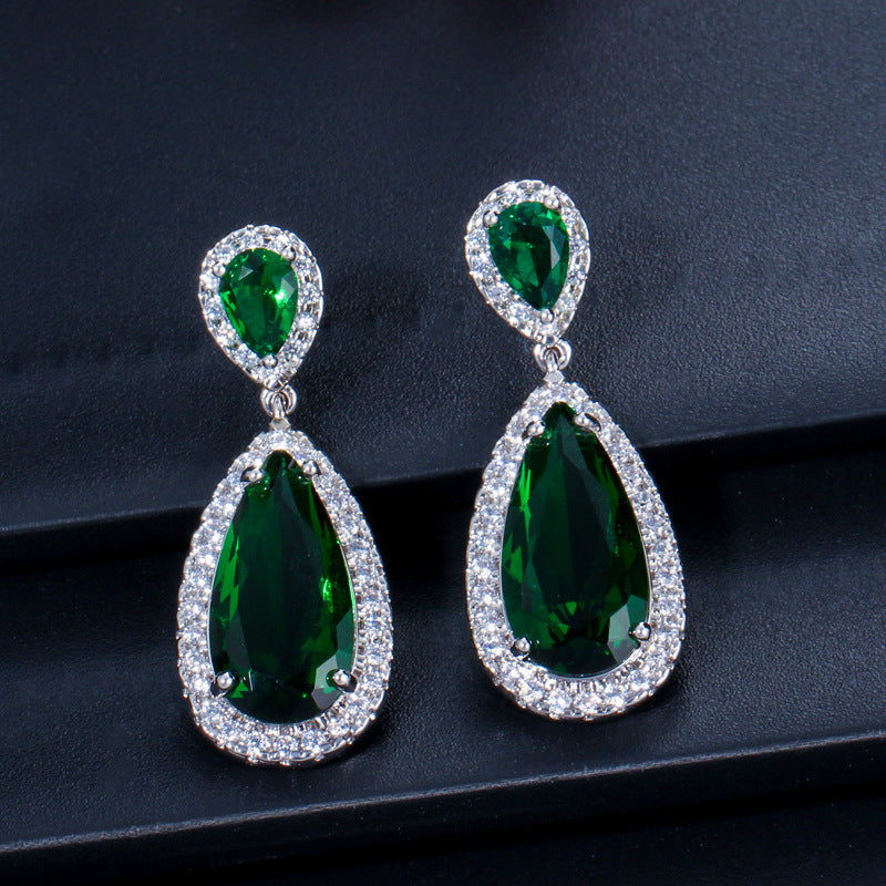 European and American classic drop earrings Tiny-set zirconia long earrings Wedding accessories for formal events