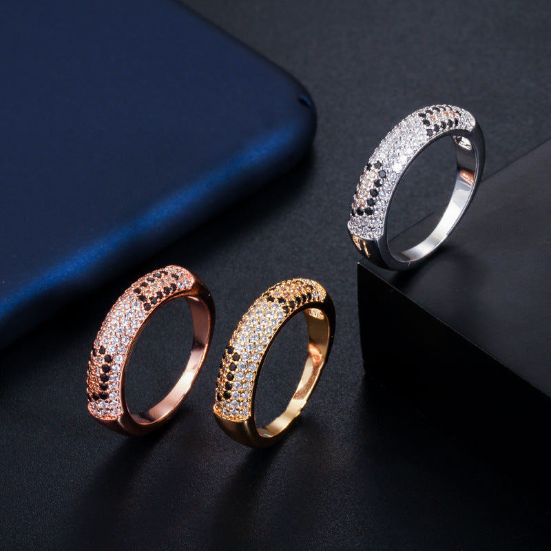 Hot-selling new minimalist and exquisite diamond-zirconia ring Environmentally friendly copper electroplated color-lasting accessory