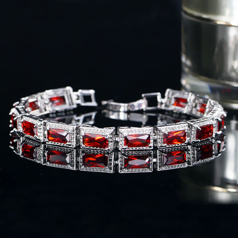 Korean version of fashionable jewelry - electroplated white gold with tiny zirconia inlays bracelet and chain
