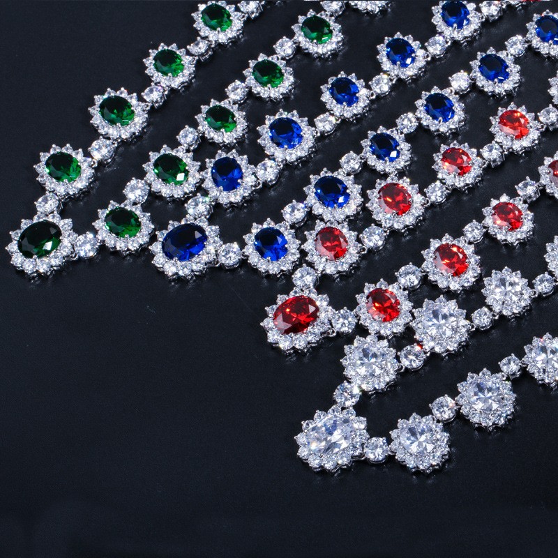 European and American formal evening dress set chain with AAA zirconia wedding earrings and necklace set - jewelry set