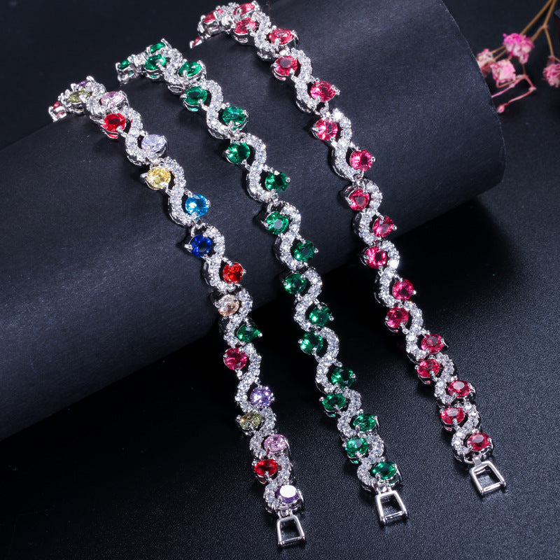 Best-selling Korean fashionable and versatile jewelryBeautiful sparkling diamondsSwiss AAA zirconium plated with white gold bracelet