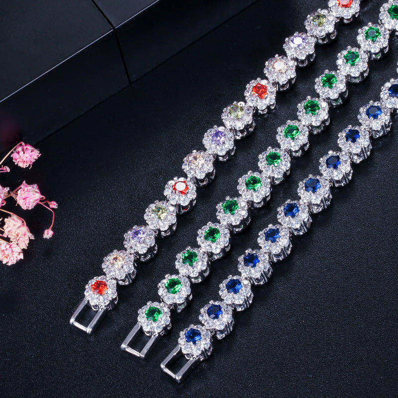 European and American fashion-style AAA zirconia bracelet - electroplated white gold jewelry accessory