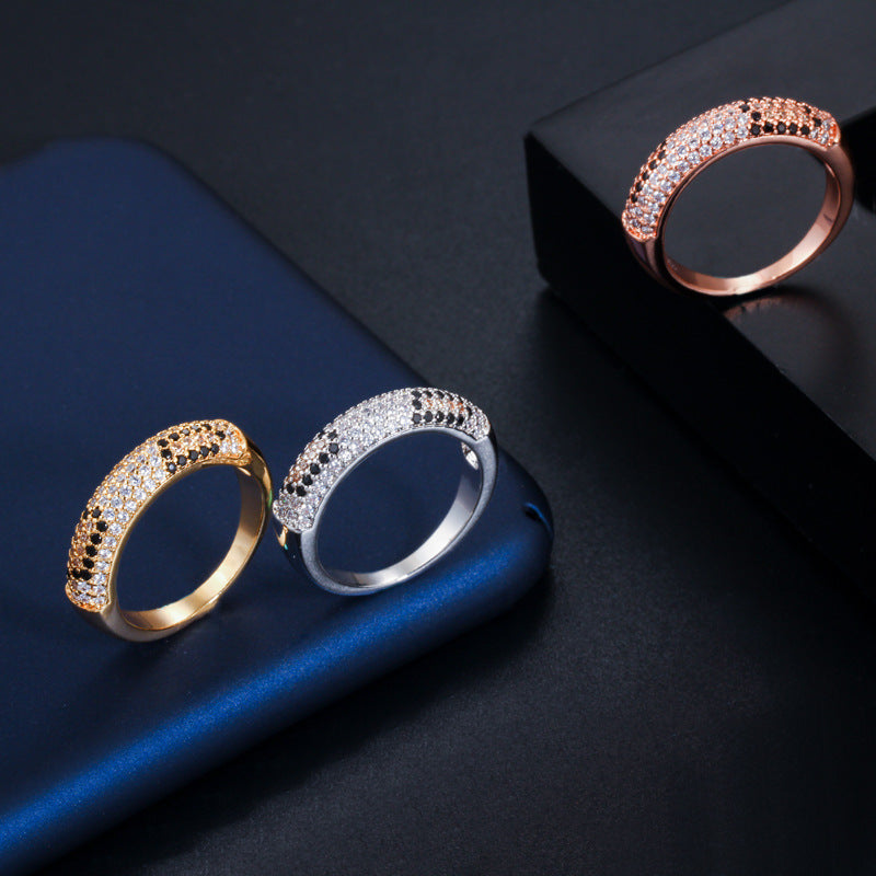 Hot-selling new minimalist and exquisite diamond-zirconia ring Environmentally friendly copper electroplated color-lasting accessory