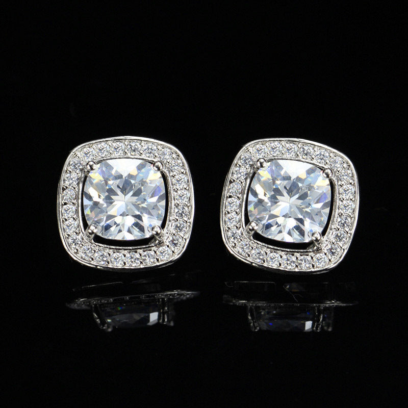 Best-selling Micro Set Stud Earrings Best-selling AAA Zirconia Earrings Decorative Jewelry for Europe and America High-end Ear Accessories Square Set Diamond Stud Earrings
