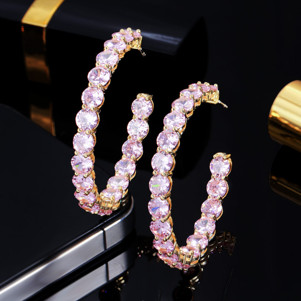 Korean Dongamantown style powder diamond-encrusted ear ring Made of S925 silver electroplated with gold and featuring zirconium stones Ear ring set