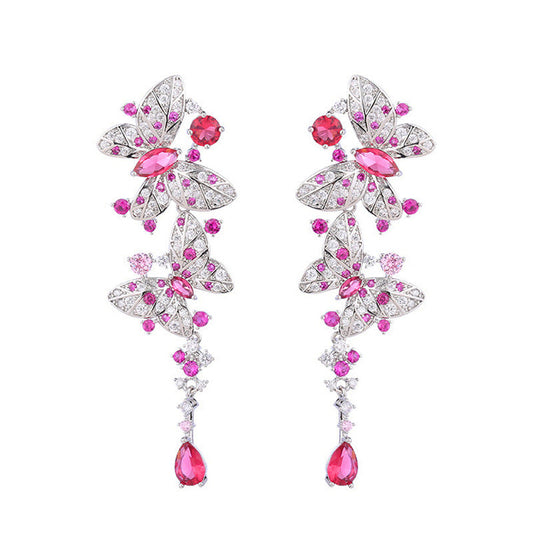 S925 silver needle elegant lady butterfly ear ring with elegant earrings Tiny-set zirconia butterfly zirconia earrings