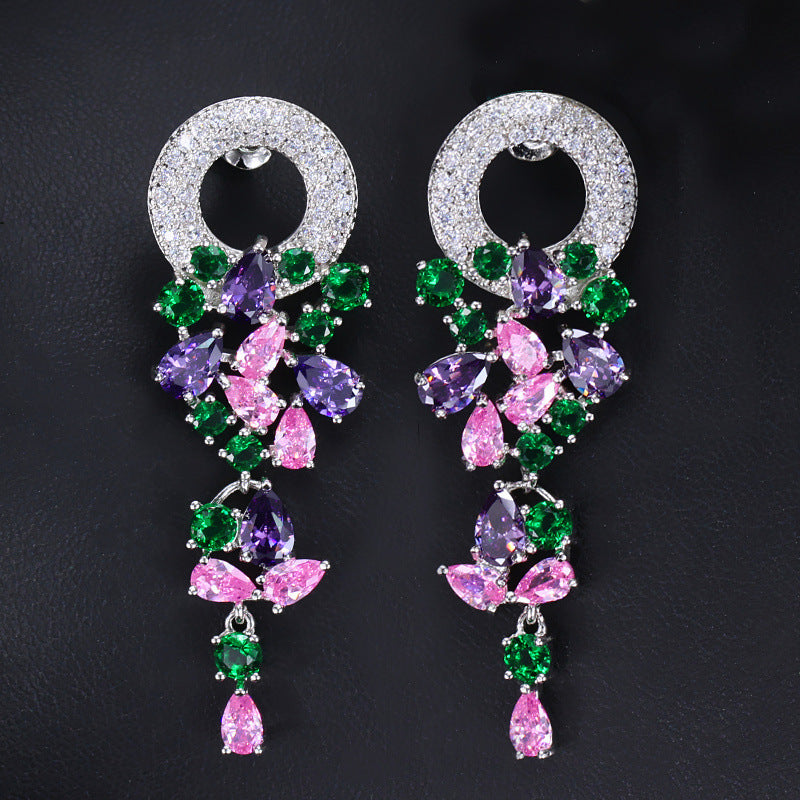 New multi-color garland series earrings with AAA zirconia and sparkling diamond accents