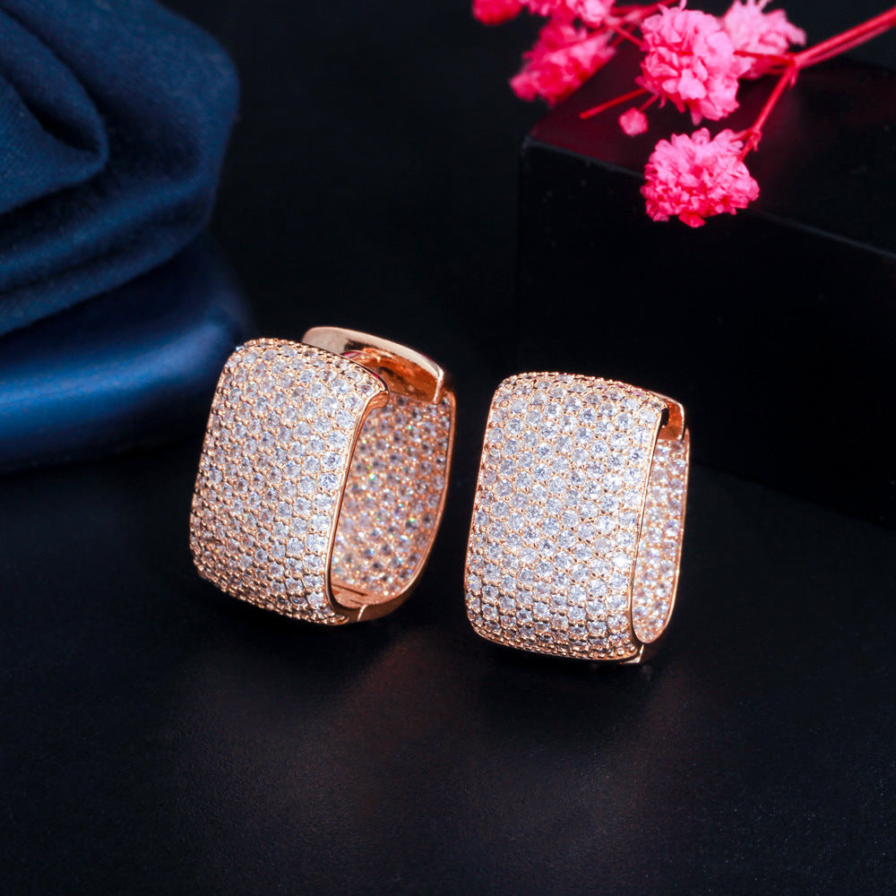 New style Korean-style ear accessories - trendy and elegant featuring full diamonds and zirconia shiny ear studs and earrings