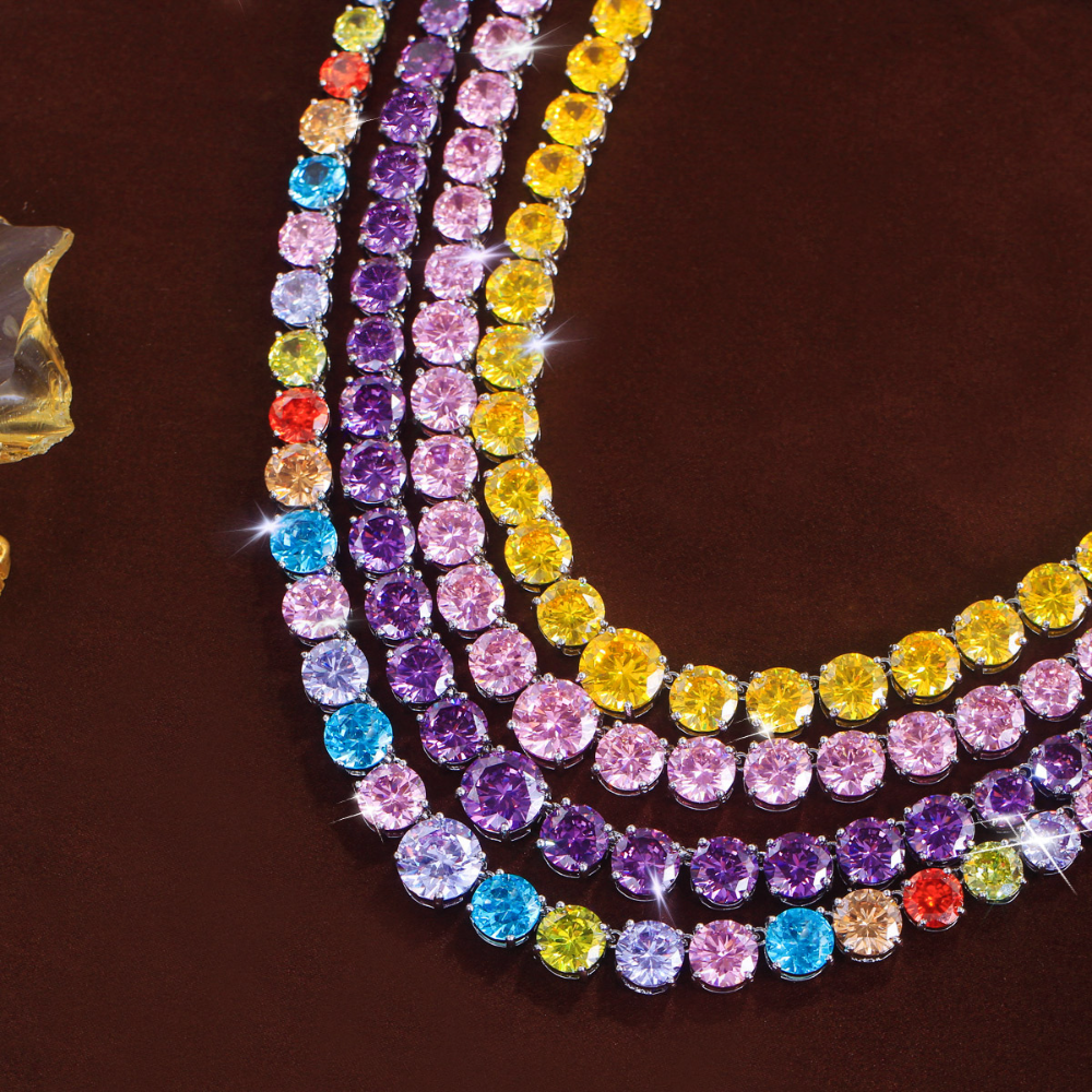 Ultra-shiny colored gemstone necklace choker fashionable and versatile high-end zircon jewelry accessory jewelry piece