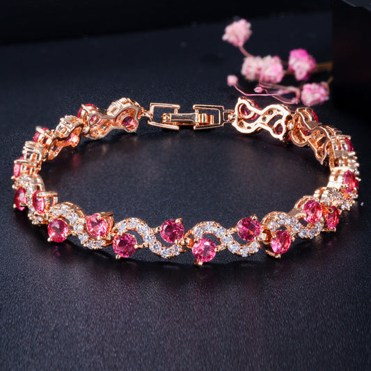 Environmentally friendly copper electroplated gold zirconia exquisite bracelet