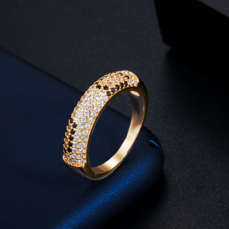 Hot-selling new minimalist and exquisite diamond-zirconia ring Environmentally friendly copper electroplated color-lasting accessory